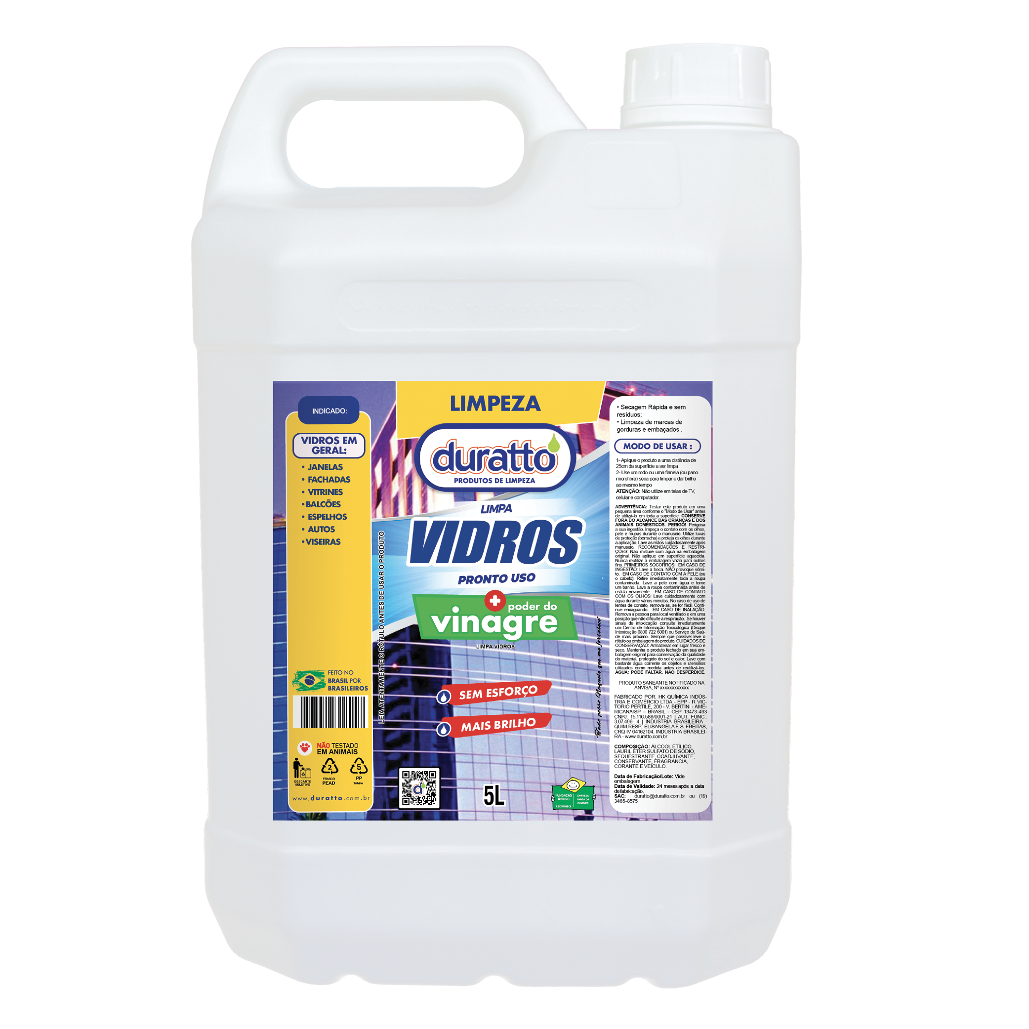 LIMPA VIDROS +  VINAGRE PRONTO USO 5L
