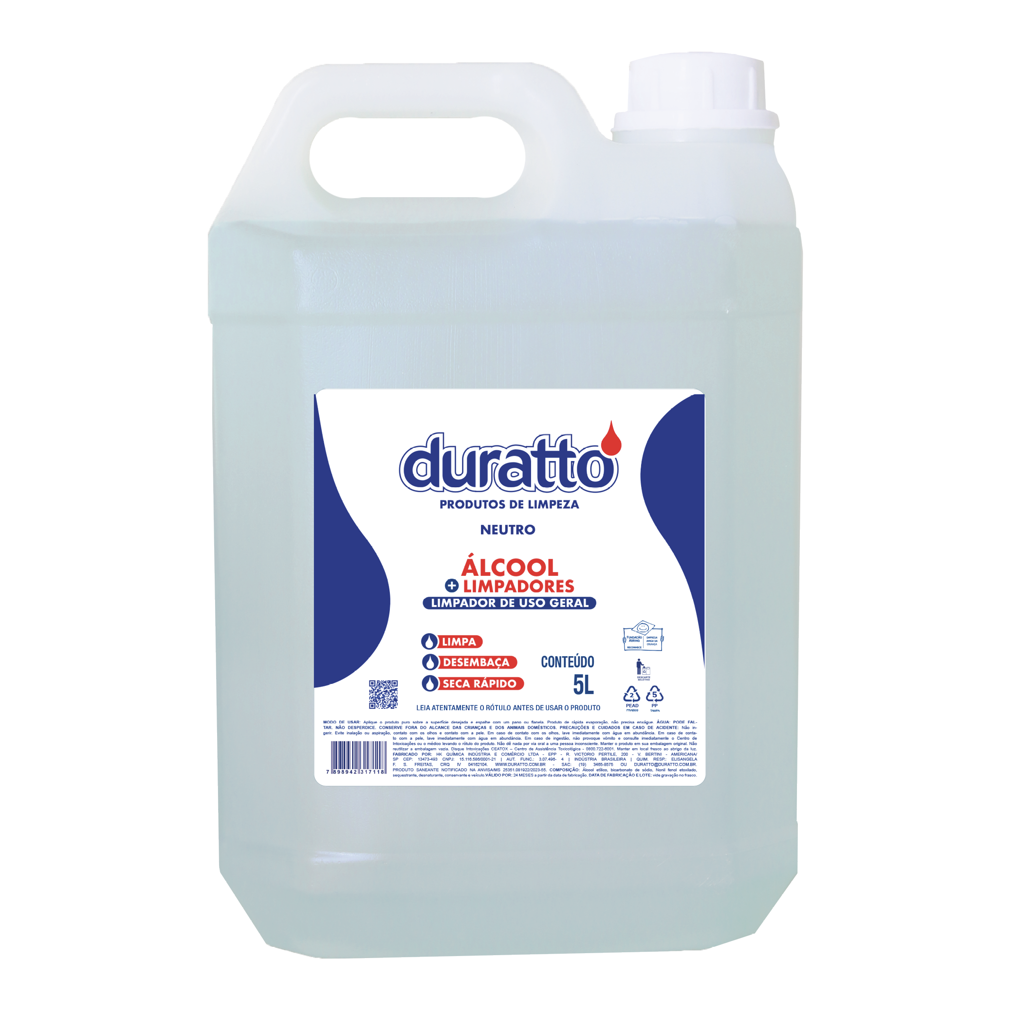 LIMPADOR DE ALCOOL DE LIMPEZA NEUTRO 5L