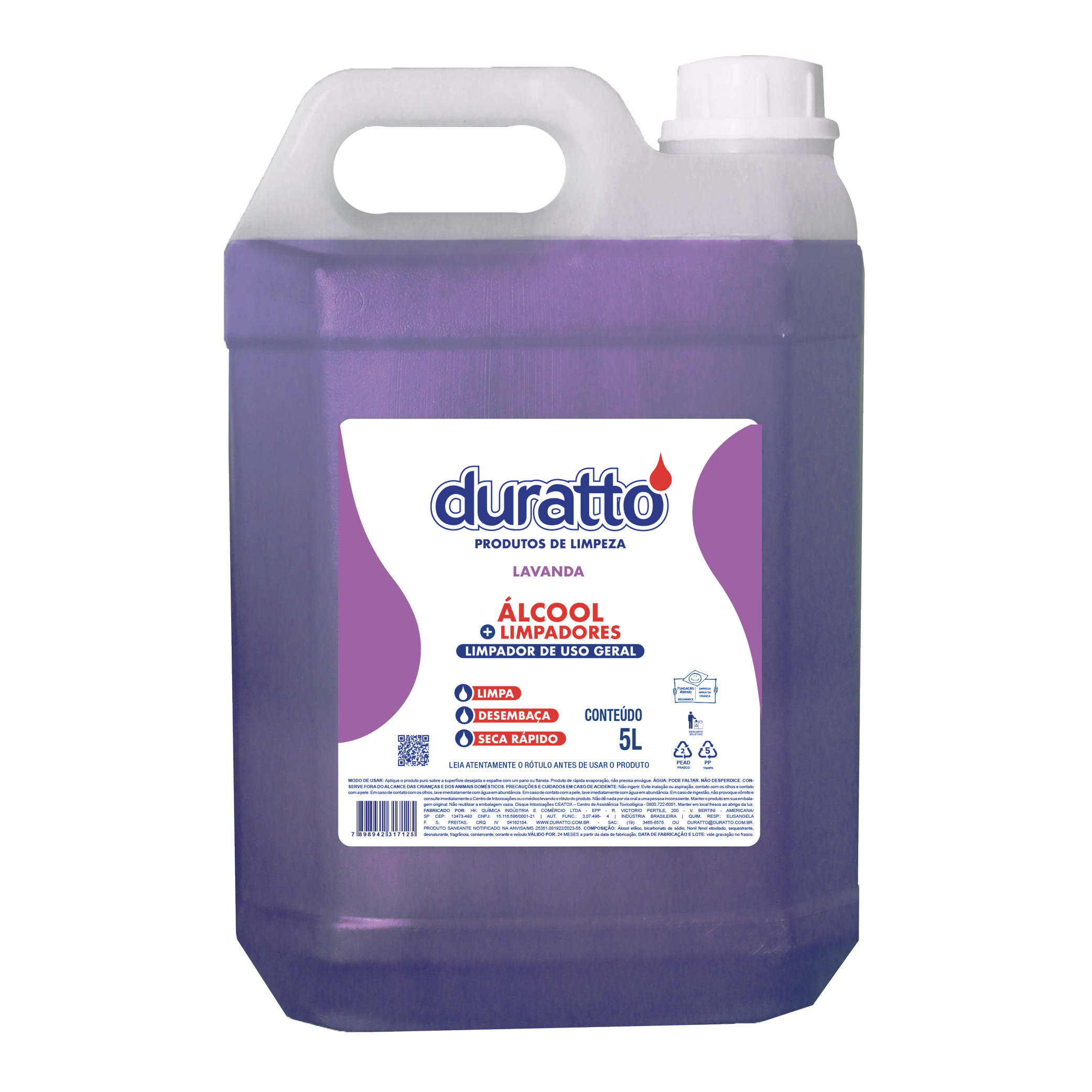 LIMPADOR DE ALCOOL DE LIMPEZA LAVANDA 5L